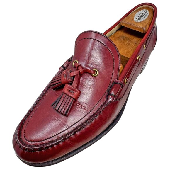 Vintage Cole Haan Red Leather Moc Toe Made in USA Loafers - Picture 3 of 11